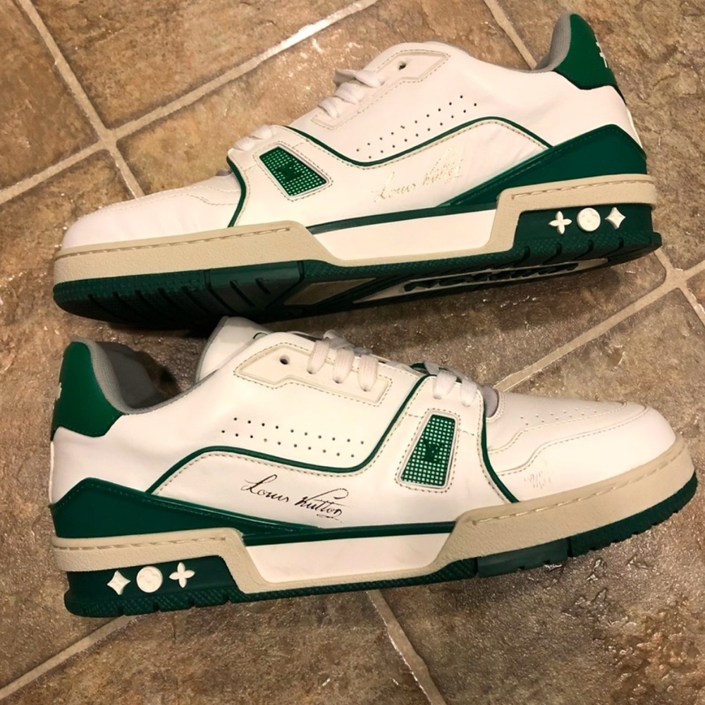 Louis Vuitton White and Green Athletic Shoes - Picture 2 of 7